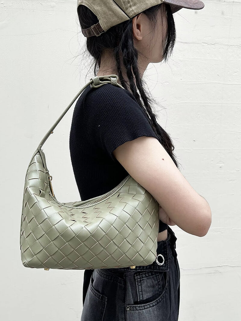 Women's Mini Woven Handbag with Structured Silhouette - 13