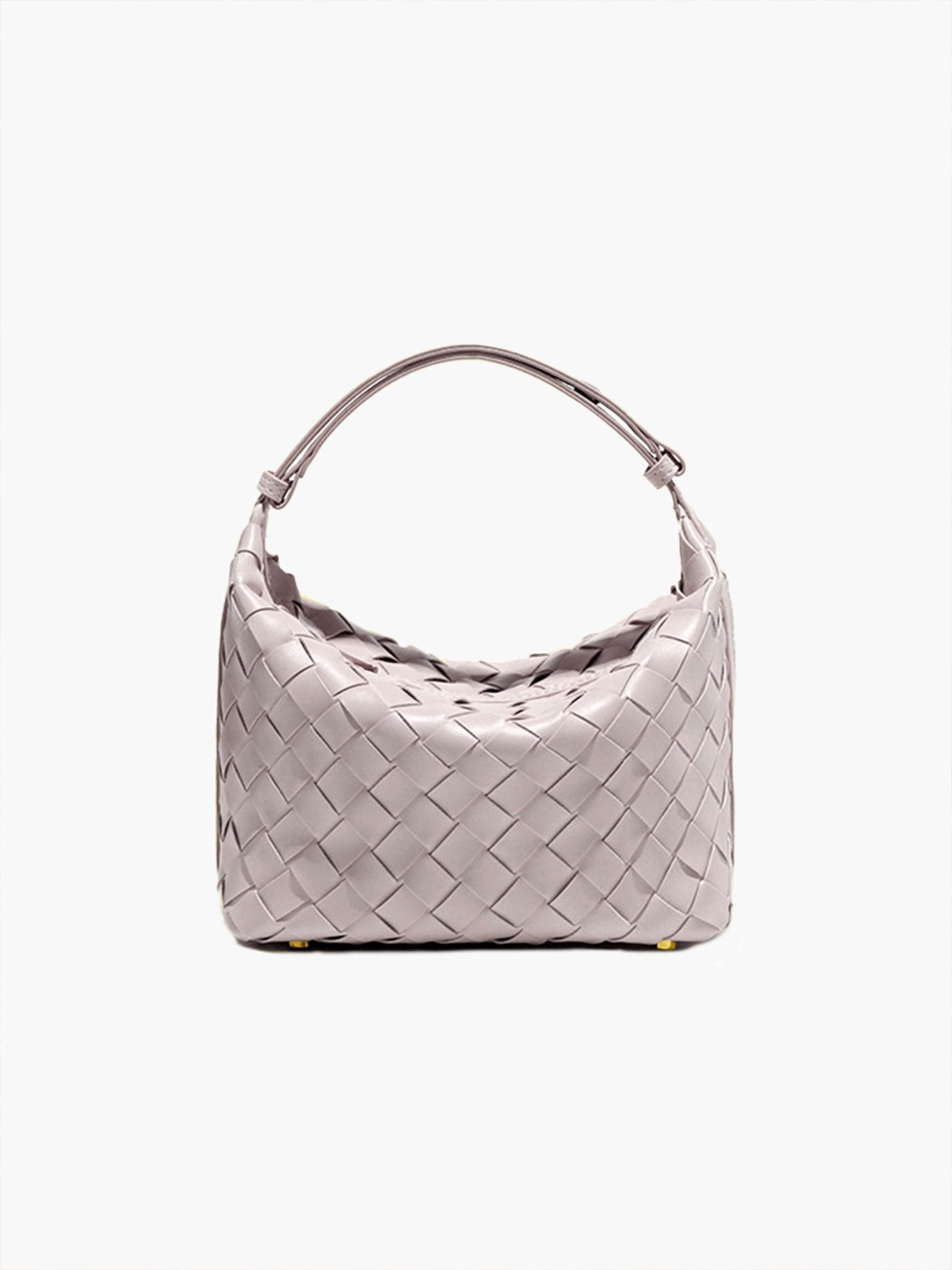 Women's Mini Woven Handbag with Structured Silhouette - Sand