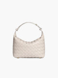 Women's Mini Woven Handbag with Structured Silhouette - White