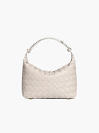 Women's Mini Woven Handbag with Structured Silhouette - White