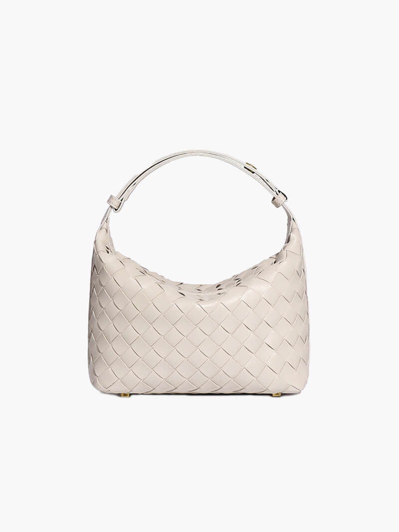 Women's Mini Woven Handbag with Structured Silhouette - White