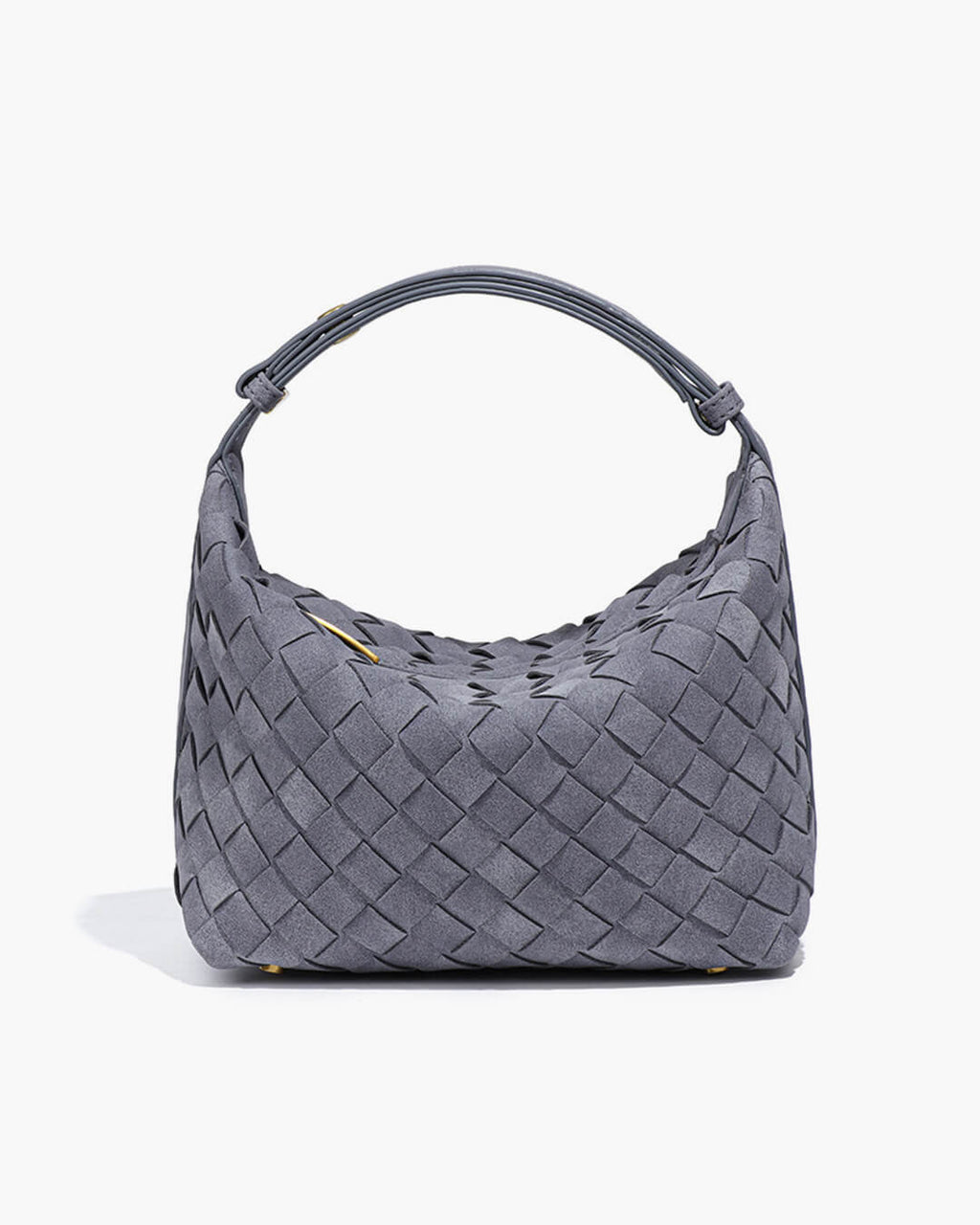 Women's Woven Hobo Bag with Textured Faux Suede Finish - Blue