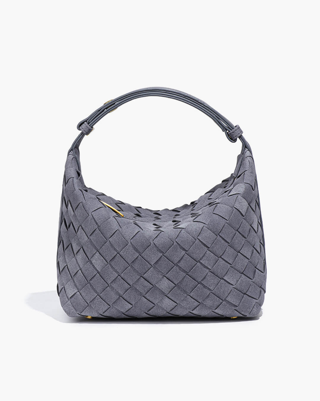 Women's Woven Hobo Bag with Textured Faux Suede Finish - Blue