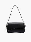 Women's Saddle Crossbody Bag with Structured Silhouette - Black