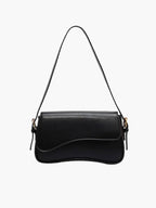 Women's Saddle Crossbody Bag with Structured Silhouette - Black