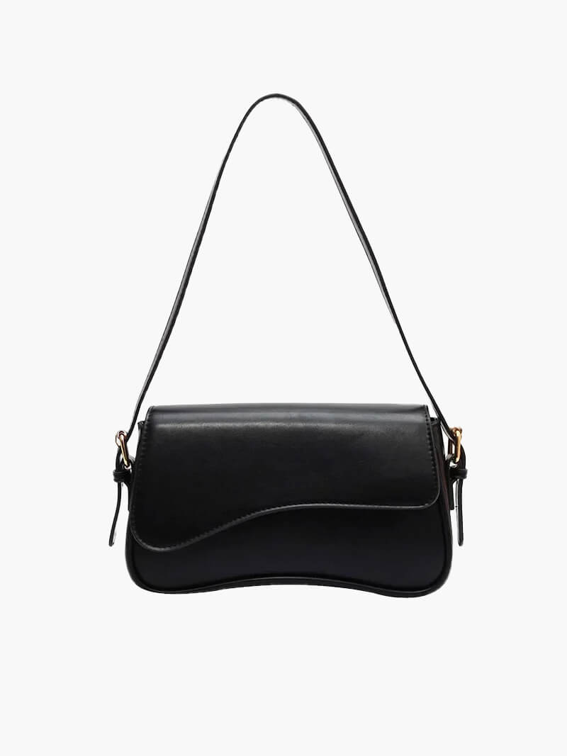 Women's Saddle Crossbody Bag with Structured Silhouette - Black