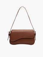 Women's Saddle Crossbody Bag with Structured Silhouette - Brown