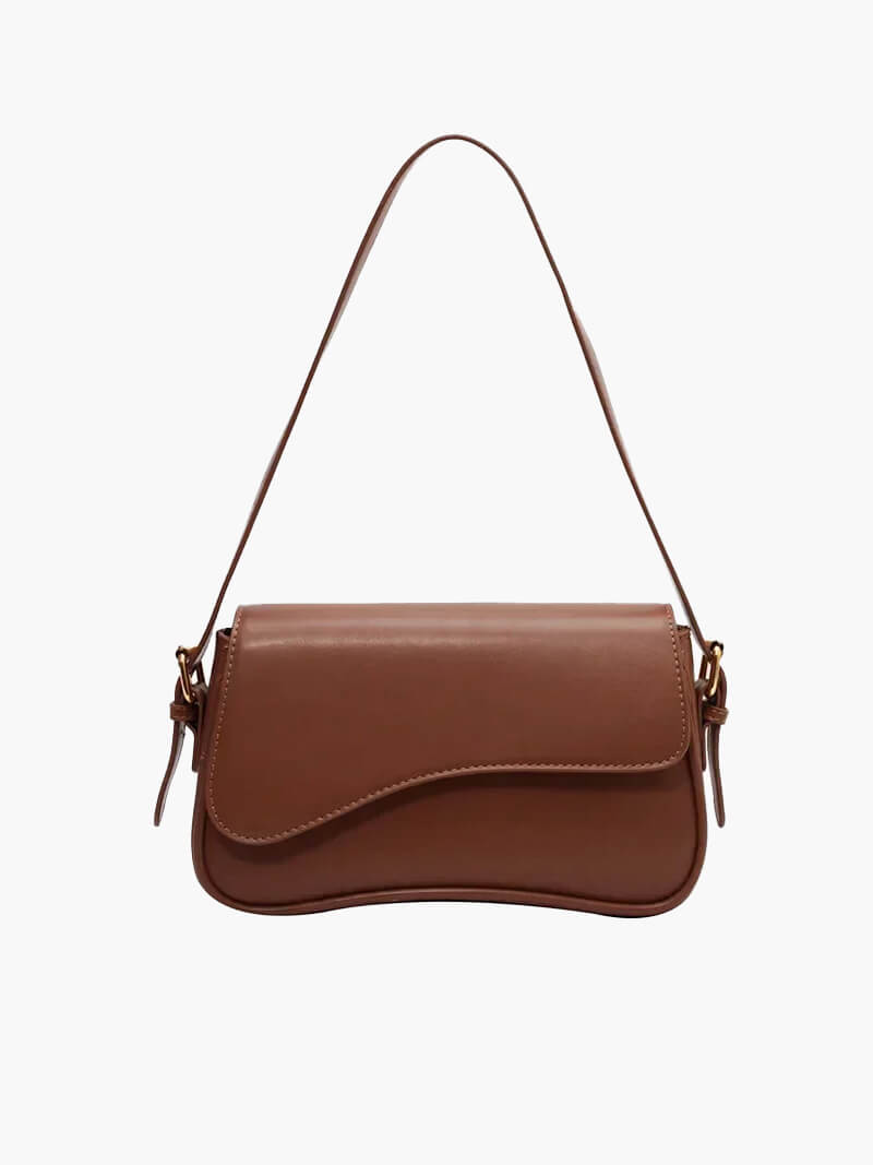 Women's Saddle Crossbody Bag with Structured Silhouette - Brown