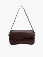 Women's Saddle Crossbody Bag with Structured Silhouette - Dark Brown