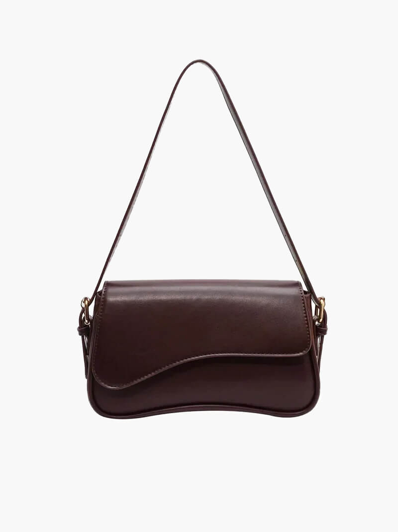 Women's Saddle Crossbody Bag with Structured Silhouette - Dark Brown
