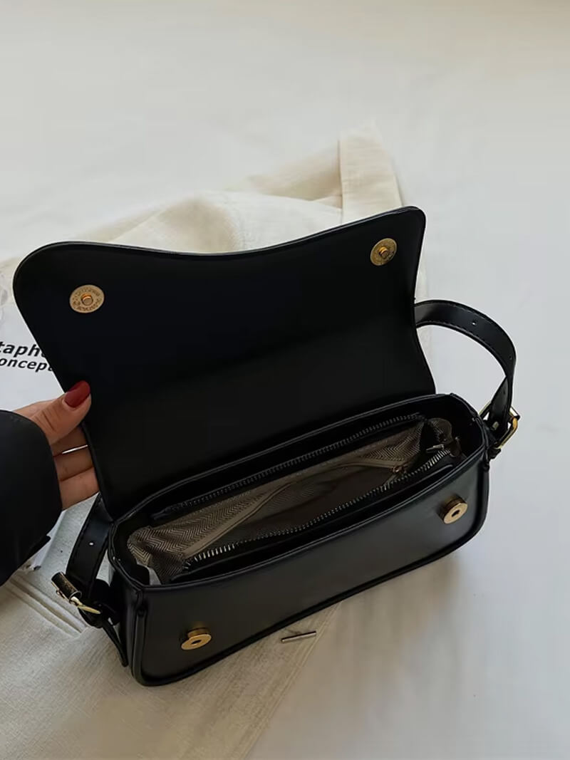 Women's Saddle Crossbody Bag with Structured Silhouette - 13