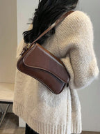 Women's Saddle Crossbody Bag with Structured Silhouette - 11