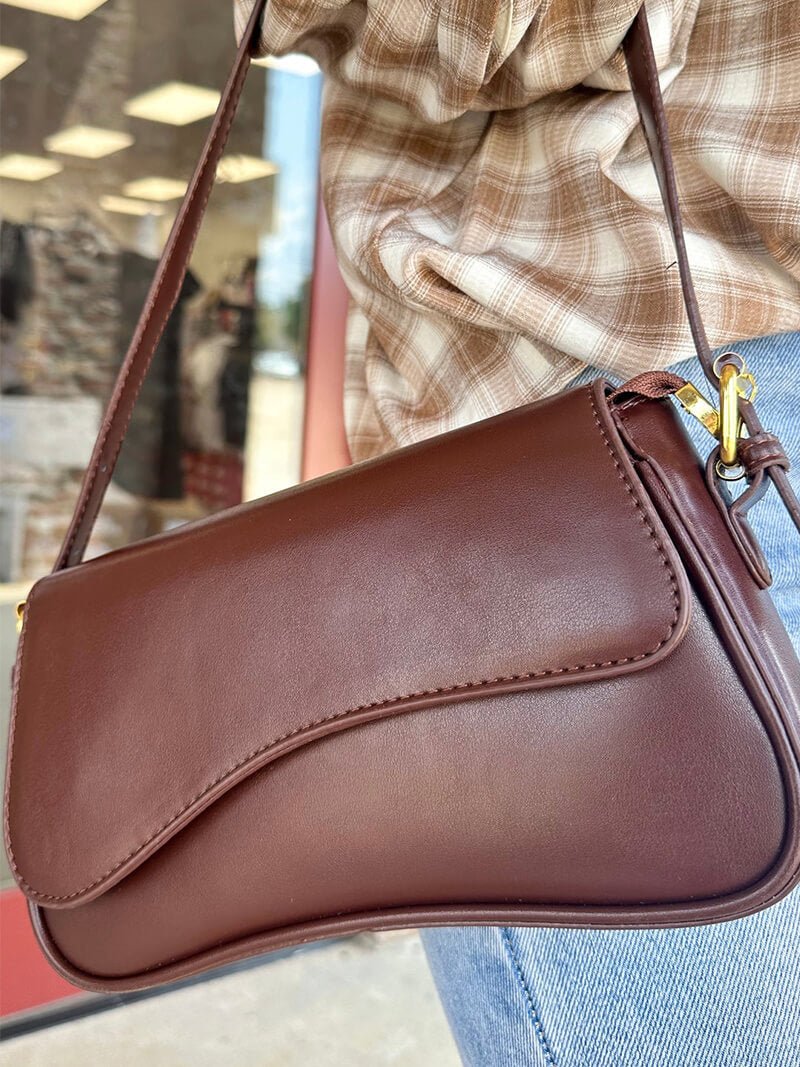 Women's Saddle Crossbody Bag with Structured Silhouette - 8