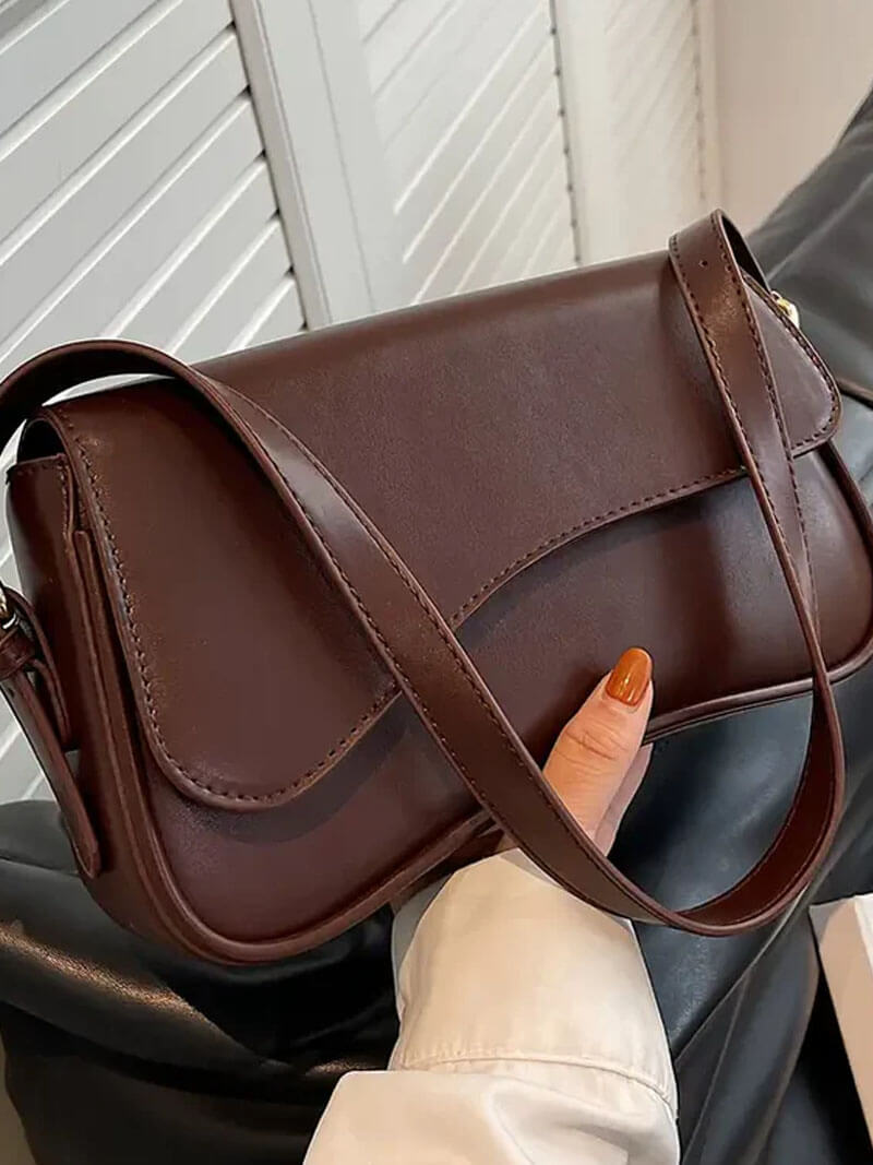 Women's Saddle Crossbody Bag with Structured Silhouette - 12