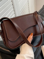Women's Saddle Crossbody Bag with Structured Silhouette - 12