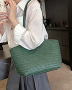 Braided Tote Bag with Woven Faux Leather Design - 9