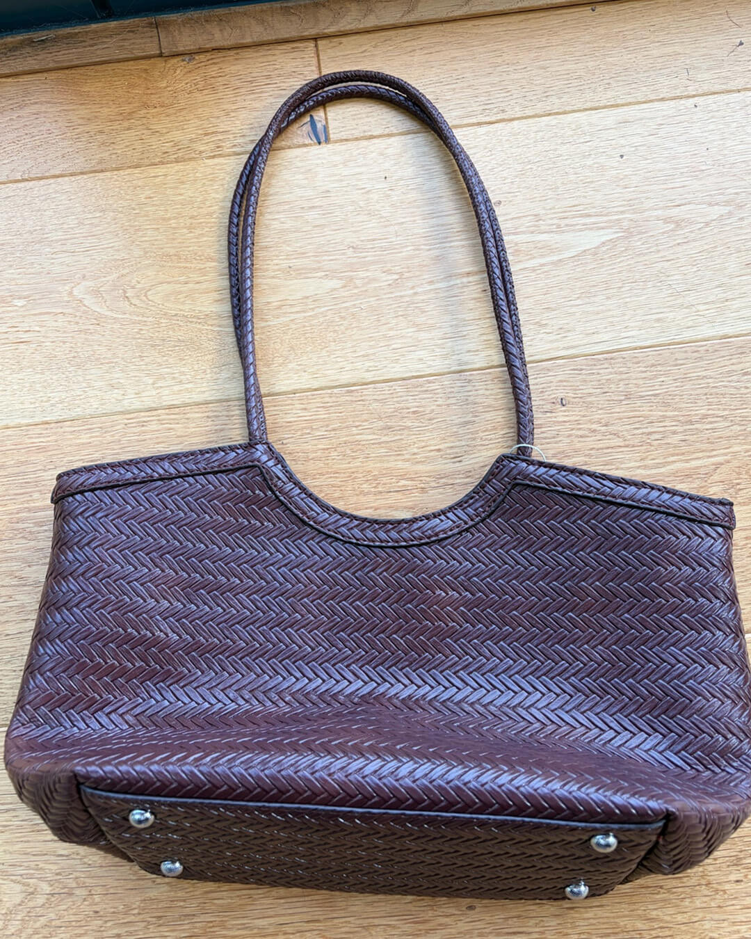 Braided Tote Bag with Woven Faux Leather Design - 6