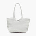 Braided Tote Bag with Woven Faux Leather Design - White