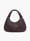 Women's Oversized Woven Tote Bag with Braided Panels - Coffee