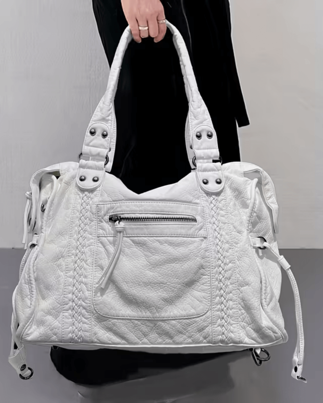 Women's Shoulder Bag with Minimalist Silhouette - White
