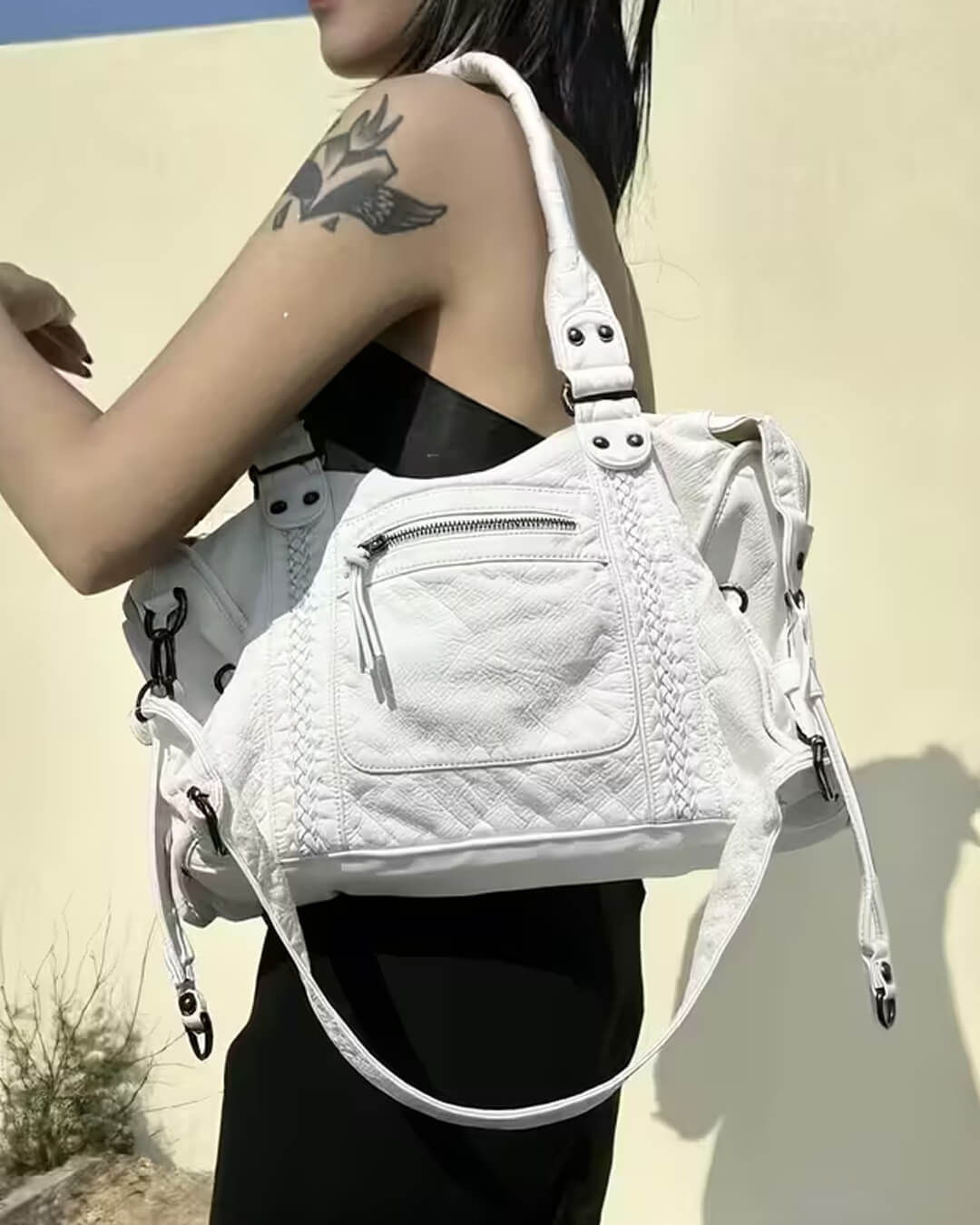 Women's Shoulder Bag with Minimalist Silhouette - 11