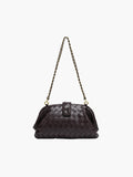 Women's Woven Clutch Bag with Detachable Chain Strap - Coffee