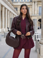 Women's Woven Handbag with Knotted Handle and Minimalist Design - 15