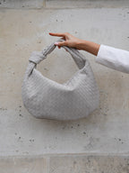 Women's Woven Handbag with Knotted Handle and Minimalist Design - 16