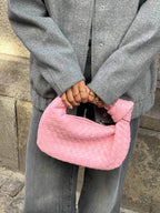 Woven Mini Handbag with Knot Handle and Silver-Tone Hardware - 9