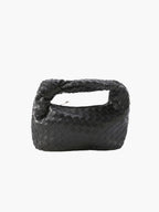 Woven Mini Handbag with Knot Handle and Silver-Tone Hardware - 12