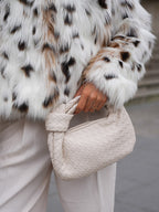 Woven Mini Handbag with Knot Handle and Silver-Tone Hardware - 5