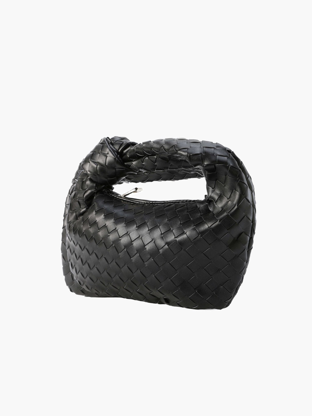 Woven Mini Handbag with Knot Handle and Silver-Tone Hardware - 21