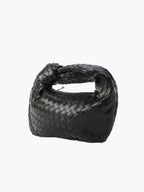 Woven Mini Handbag with Knot Handle and Silver-Tone Hardware - 21