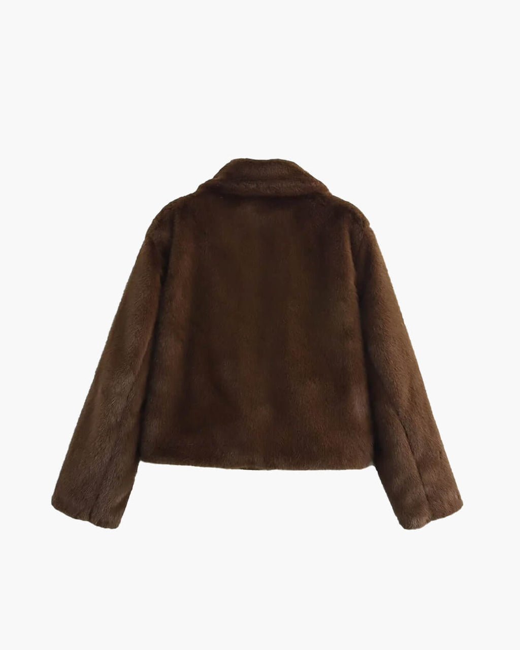 Women's Faux Fur Jacket with Lapel Collar and Button Details - 11