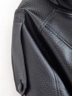 Women's Biker Jacket with Asymmetric Zip and Faux Leather Finish - 19