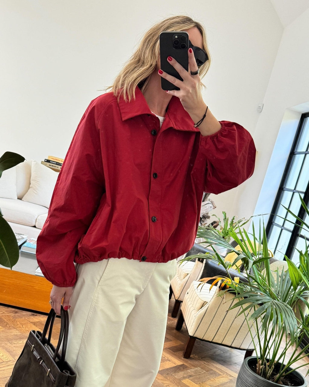 Women's Bomber Jacket High Neck with Puff Sleeves - 7