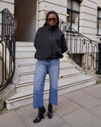 Women's Bomber Jacket High Neck with Puff Sleeves - 15