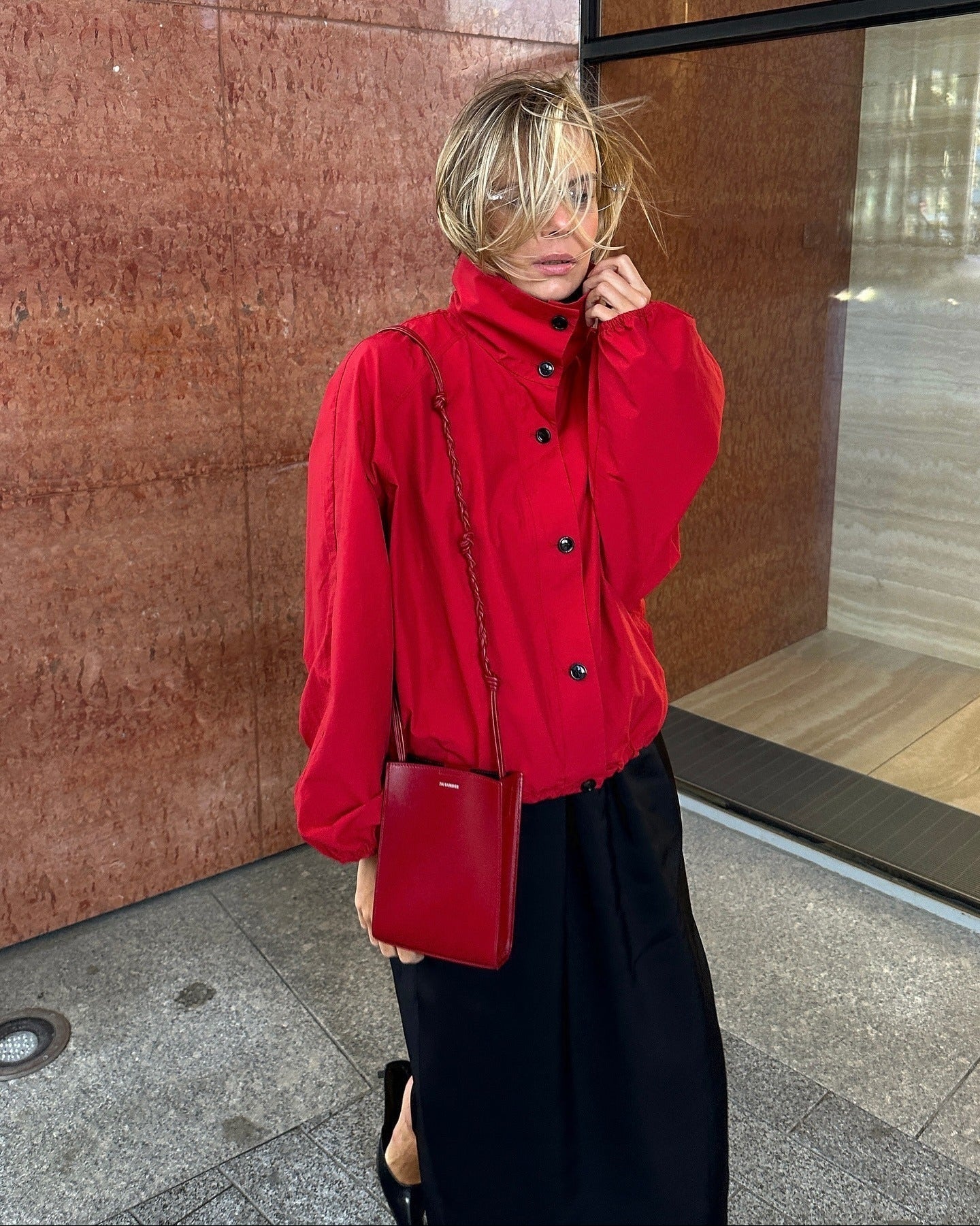 Women's Bomber Jacket High Neck with Puff Sleeves - 5