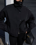 Women's Bomber Jacket High Neck with Puff Sleeves - 11