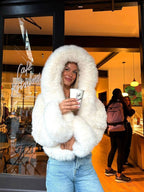 Women's Hooded Faux Fur Jacket with Fluffy Texture - 10