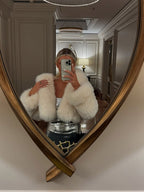 Women's Hooded Faux Fur Jacket with Fluffy Texture - 8