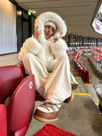 Women's Hooded Faux Fur Jacket with Fluffy Texture - 14