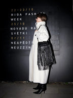 Women's Long Coat with Stand Collar and Single-Breasted Closure - 7