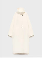 Women's Long Coat with Stand Collar and Single-Breasted Closure - 8