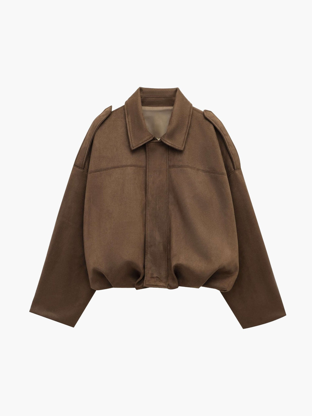 Women's Faux Suede Bomber Jacket Oversized with Front Zip - 11