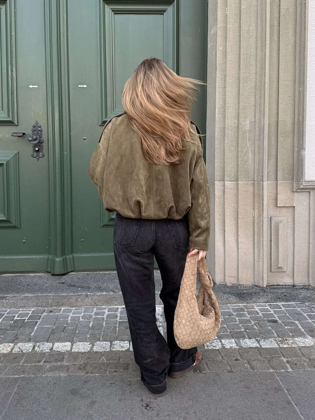 Women's Faux Suede Bomber Jacket Oversized with Front Zip - 6