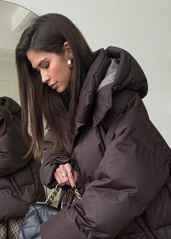Oversized Puffer Jacket with Detachable Hood and High Neck - 8