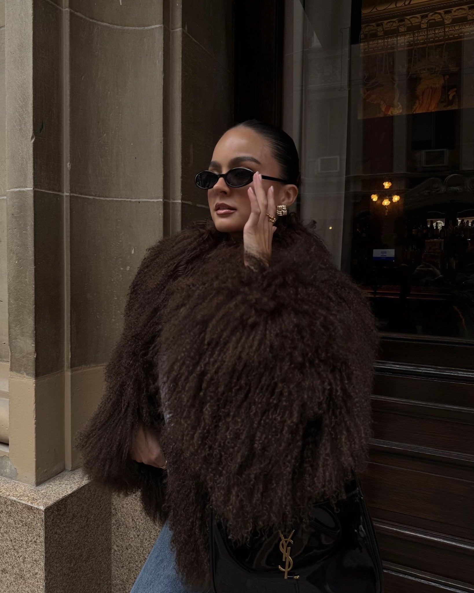 Women's Faux Fur Coat Oversized with Shaggy Texture - 8