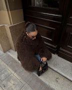 Women's Faux Fur Coat Oversized with Shaggy Texture - 12