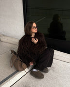 Women's Faux Fur Coat Oversized with Shaggy Texture - 11